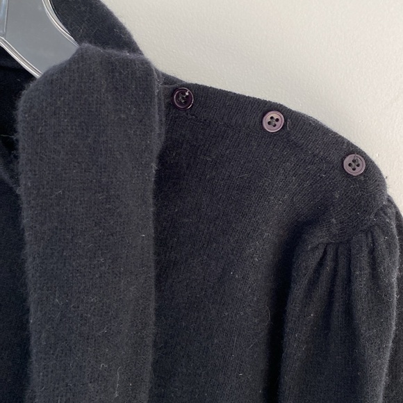 Vintage scarf sweater lambswool angora rabbit hair button shoulder tie neck - Picture 2 of 7